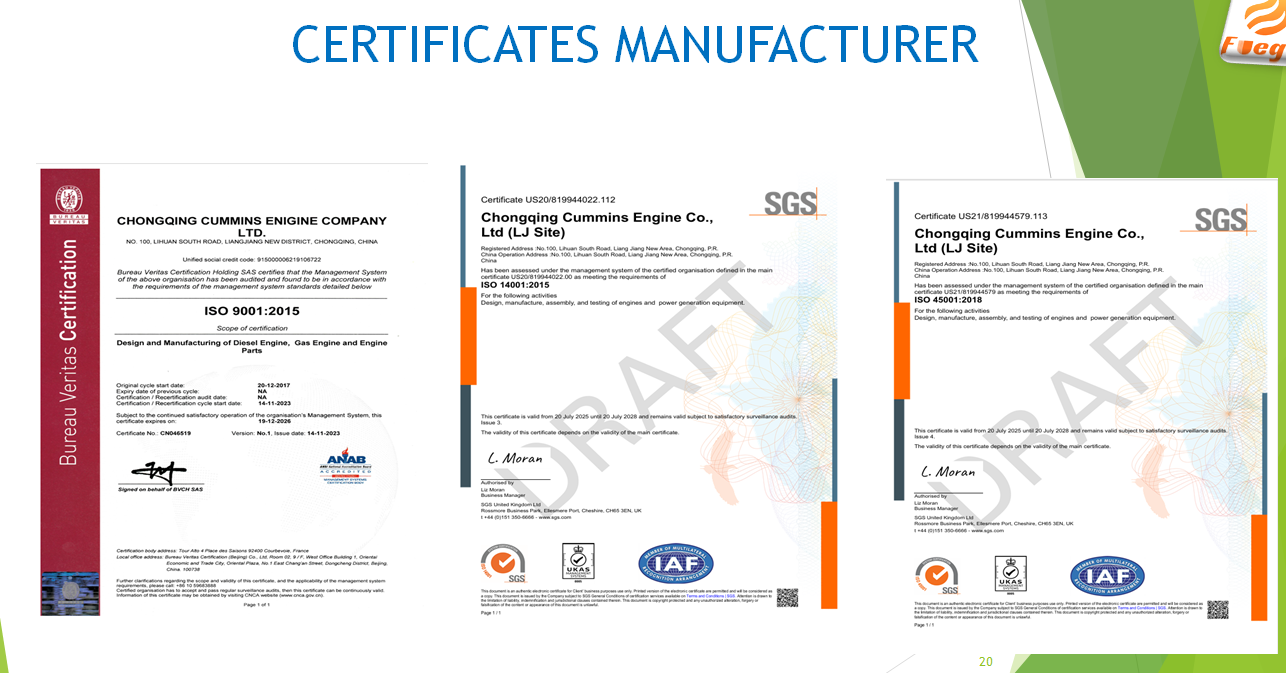 Cummins Manufacturer Certificates